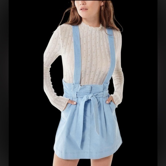 Urban outfitters Women's Light Blue Denim Suspender overalls Skirt - Picture 1 of 10